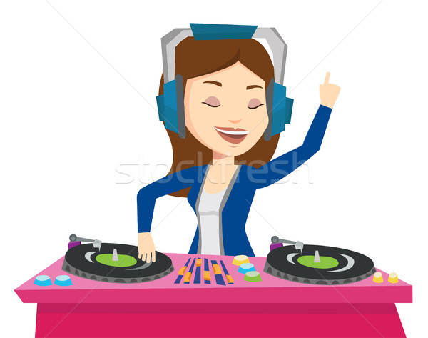 DJ mixing music on turntables vector illustration. Stock photo © RAStudio