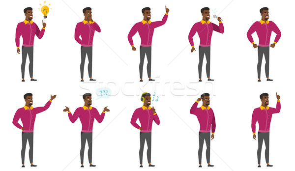 Vetor conjunto ilustrações pessoas de negócios africano empresário Foto stock © RAStudio