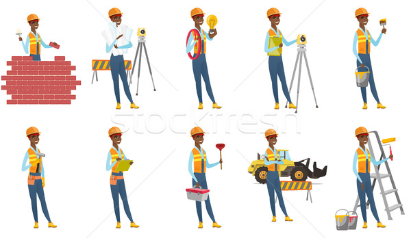 Vector set of builder characters. Stock photo © RAStudio