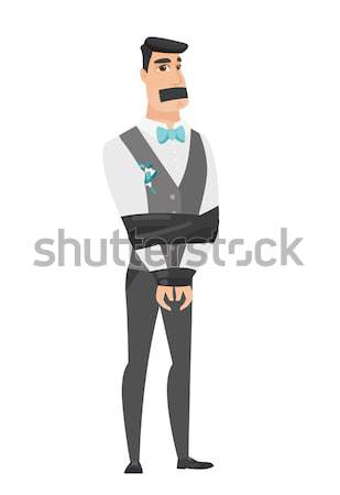 Young caucasian groom tied up with rope. Stock photo © RAStudio