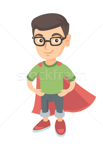 Caucasian brave boy wearing superhero costume. Stock photo © RAStudio