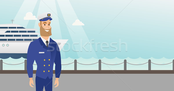 Caucasian ship captain in uniform at the port. Stock photo © RAStudio