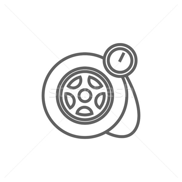 Pressure gauge tyre  line icon. Stock photo © RAStudio