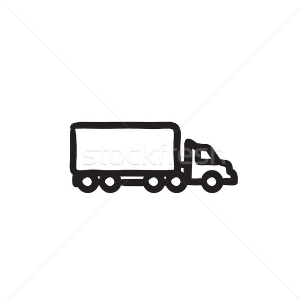 Teslim kamyon kroki ikon vektör yalıtılmış Stok fotoğraf © RAStudio