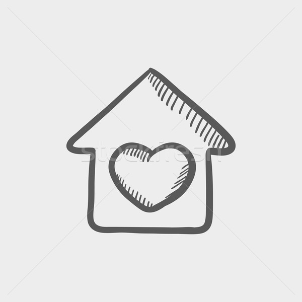 Stock photo: Contoured house sketch icon