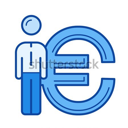 Stockfoto: Zakenman · permanente · naast · euro · symbool · lijn