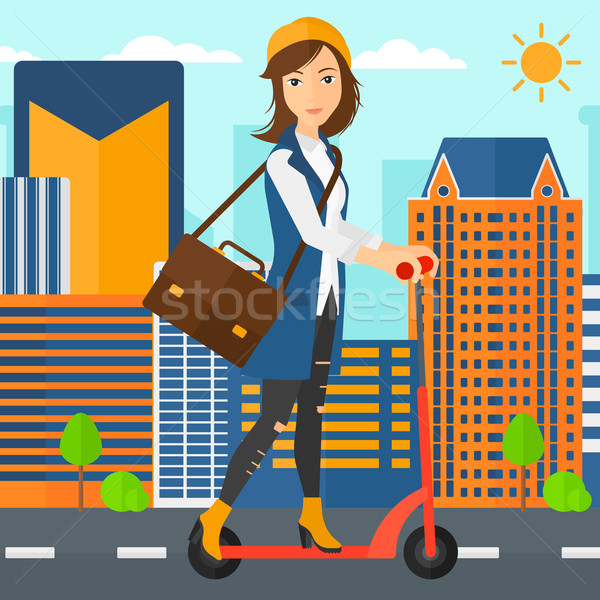 Woman riding on scooter. Stock photo © RAStudio