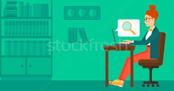 Nő dolgozik iroda üzletasszony ül internet Stock fotó © RAStudio
