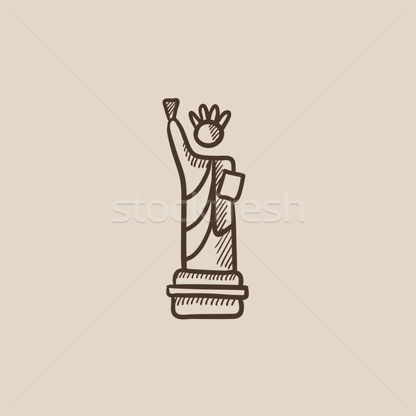 Statuie libertate schiţă icoană web mobil Imagine de stoc © RAStudio