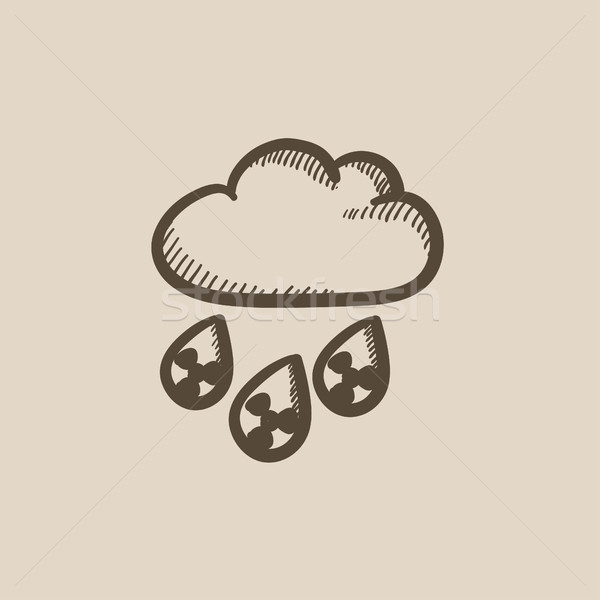 Radioaktiven Wolke Regen Skizze Symbol Vektor Stock foto © RAStudio