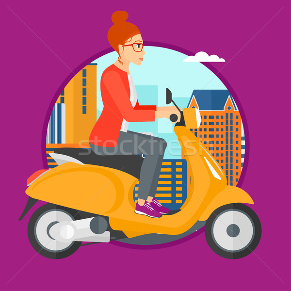 Woman riding scooter. Stock photo © RAStudio