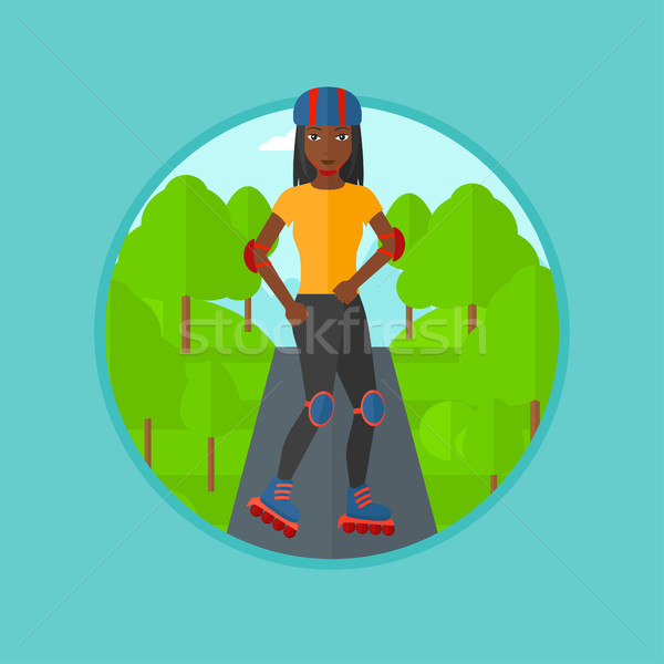 Sporty woman on roller-skates vector illustration. Stock photo © RAStudio