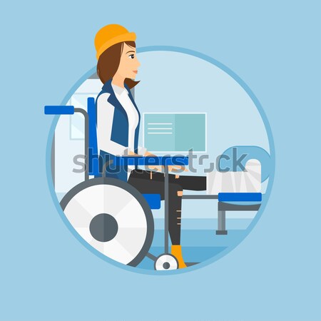 Woman with broken leg sitting in wheelchair. Stock photo © RAStudio