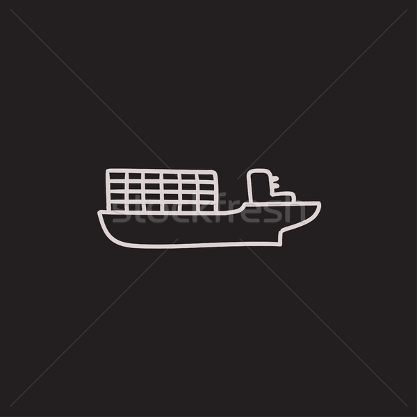 Vracht containerschip schets icon vector geïsoleerd Stockfoto © RAStudio