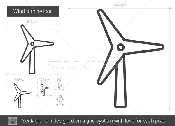 Stockfoto: Windturbine · lijn · icon · vector · geïsoleerd · witte