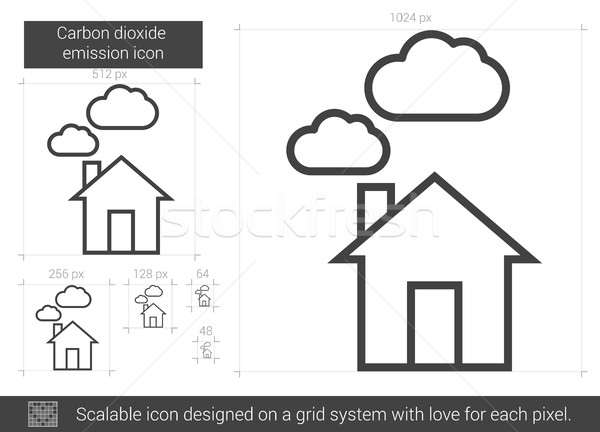 Foto stock: Carbono · emissão · linha · ícone · vetor · isolado