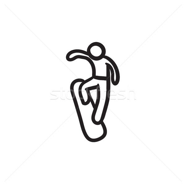 Férfi snowboard rajz ikon vektor izolált Stock fotó © RAStudio