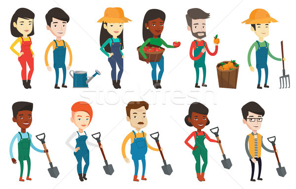 Set of agricultural illustrations with farmers. Stock photo © RAStudio