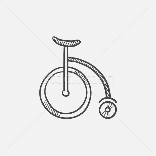 Circ vechi bicicletă schiţă icoană web Imagine de stoc © RAStudio