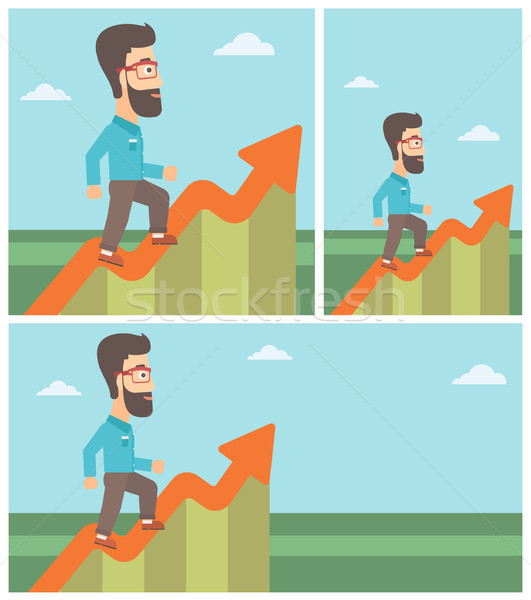 Biznesmen uruchomiony wzrostu wykres wesoły Zdjęcia stock © RAStudio