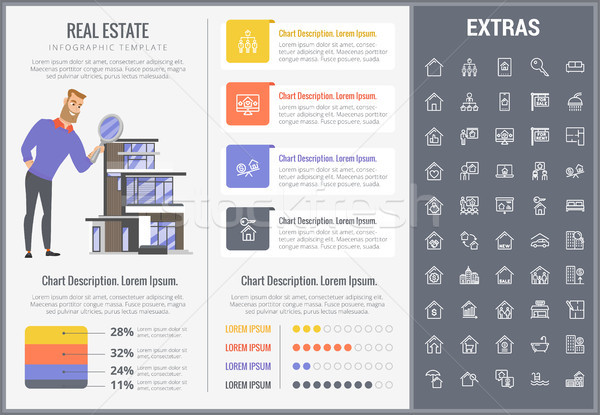 Inmobiliario infografía plantilla elementos iconos personalizable Foto stock © RAStudio