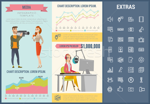 Media infografica modello elementi icone personalizzabile Foto d'archivio © RAStudio