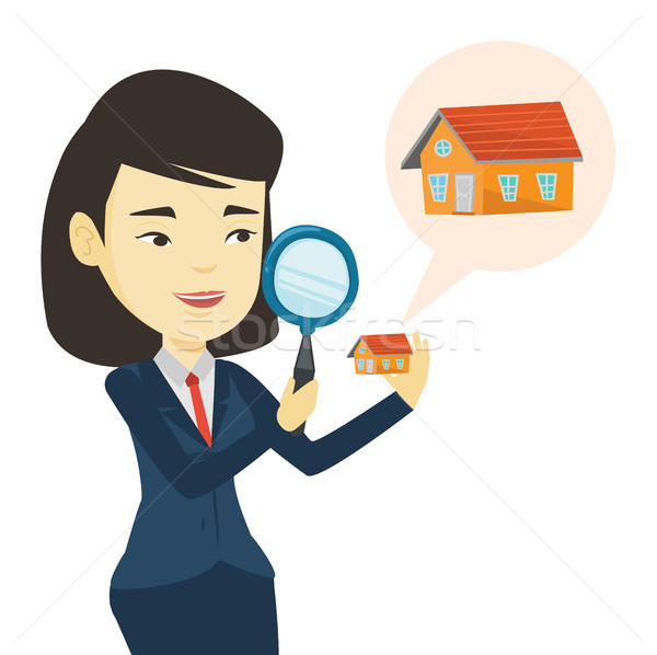 Femme regarder maison asian immobilier [[stock_photo]] © RAStudio