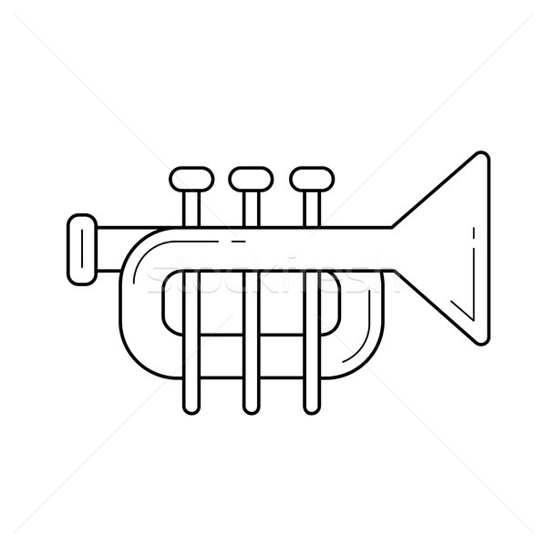 Trompette ligne icône vecteur isolé blanche Photo stock © RAStudio