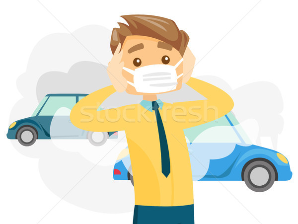 Człowiek maska toksyczny powietrza zanieczyszczenia Zdjęcia stock © RAStudio
