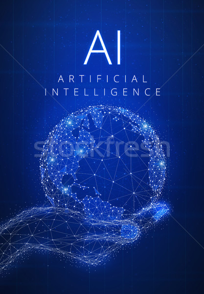 Stock photo: Blockchain technology artificial intelligence and cyber space co