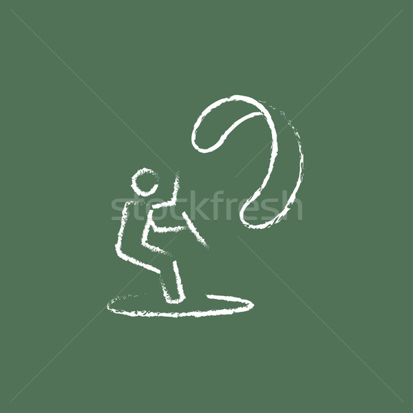 Kite surfing icon drawn in chalk. Stock photo © RAStudio