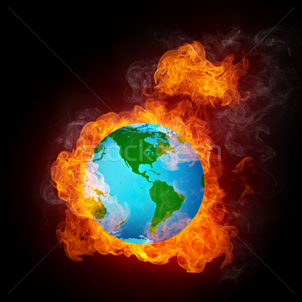 Zdjęcia stock: świecie · płomień · ognia · grafika · komputerowa · działalności · morza