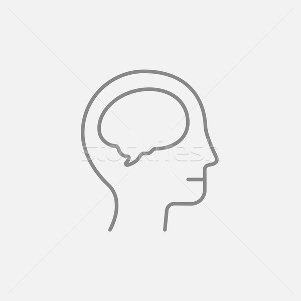 Menselijke hoofd hersenen lijn icon web Stockfoto © RAStudio