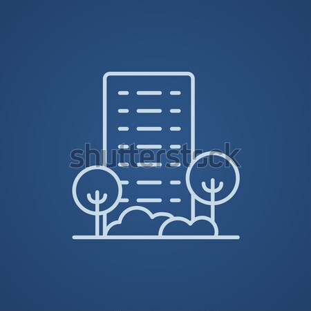 Residential building with trees line icon. Stock photo © RAStudio