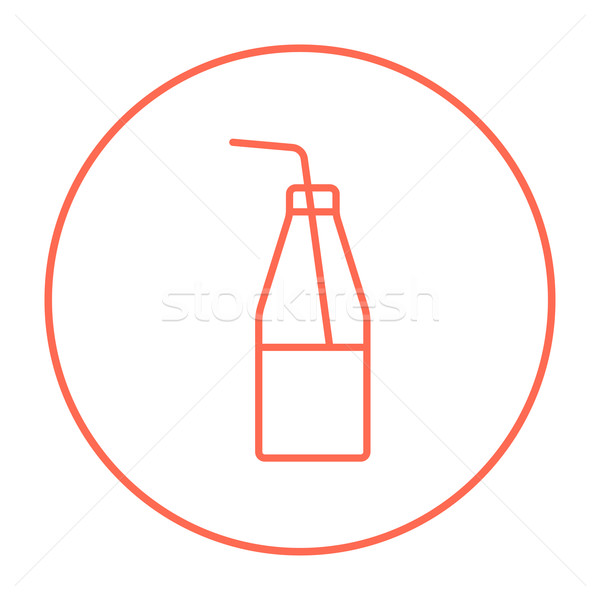 Stock photo: Glass bottle with drinking straw line icon.