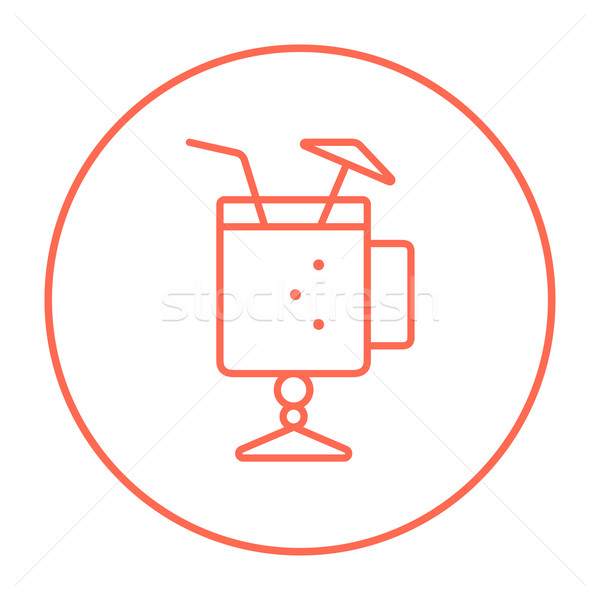 Glass with drinking straw and umbrella line icon. Stock photo © RAStudio