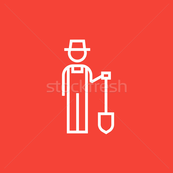 Farmer with shovel line icon. Stock photo © RAStudio