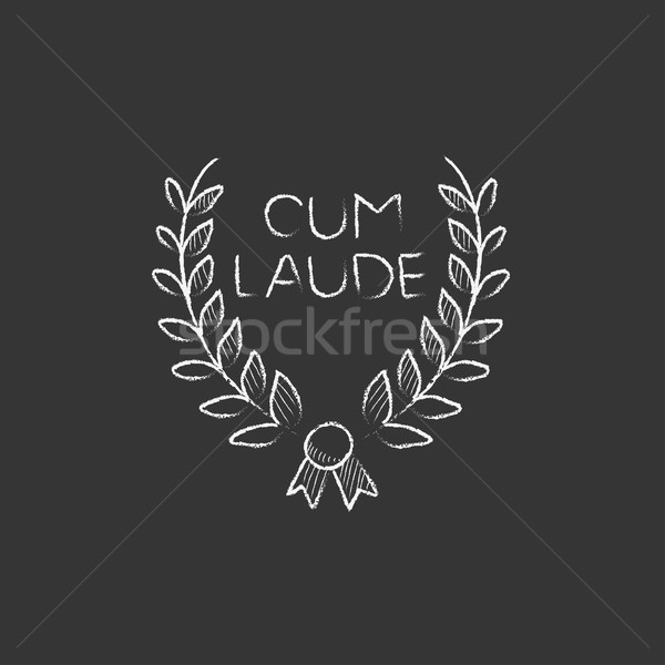 Laurier couronne craie icône dessinés à la main Photo stock © RAStudio