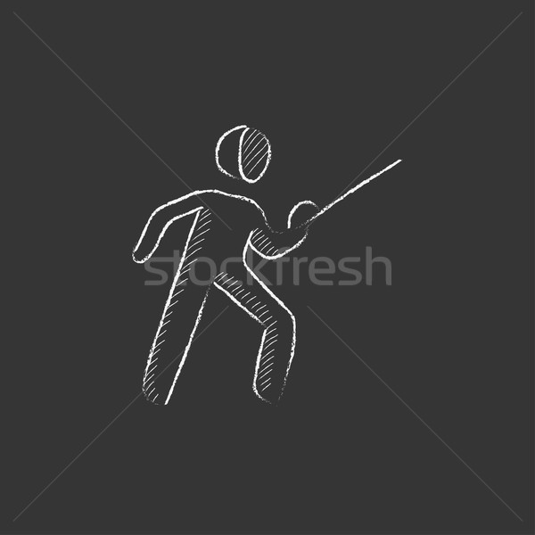 Fencing. Drawn in chalk icon. Stock photo © RAStudio