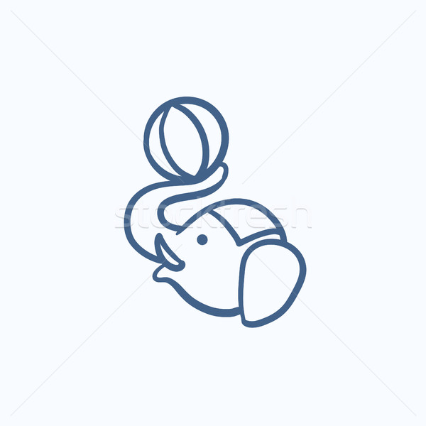 Circus elephant playing with ball sketch icon. Stock photo © RAStudio