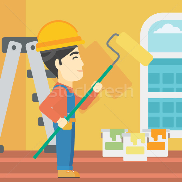 Painter with paint roller. Stock photo © RAStudio