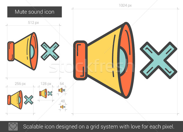 Stockfoto: Dempen · geluid · lijn · icon · vector · geïsoleerd