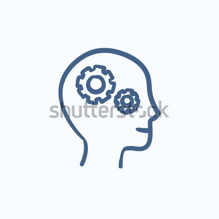 Human head with gear sketch icon. Stock photo © RAStudio