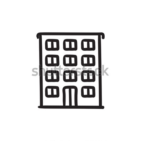 Wohn- Gebäude Skizze Symbol Vektor isoliert Stock foto © RAStudio