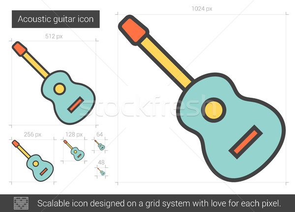 Foto d'archivio: Chitarra · acustica · line · icona · vettore · isolato · bianco