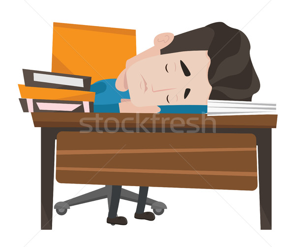 Male student sleeping at the desk with book. Stock photo © RAStudio