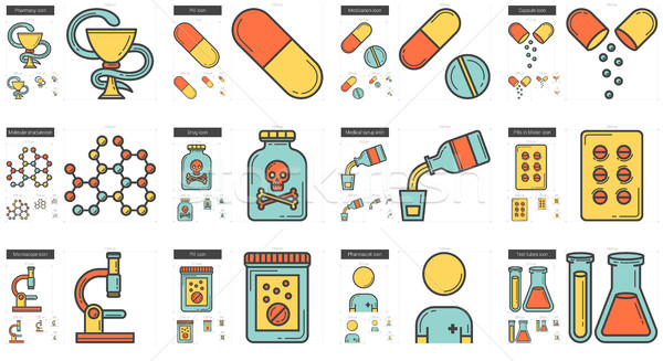 Medicine line icon set. Stock photo © RAStudio