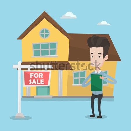 Agent immobilier signature contrat maison acheter vente Photo stock © RAStudio
