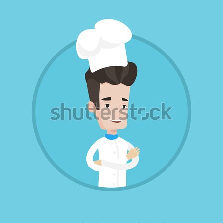 Férfi főnök keresztbe tett kar fiatal szakács mosolyog Stock fotó © RAStudio