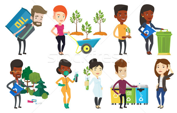 Vector set of characters on ecology issues. Stock photo © RAStudio